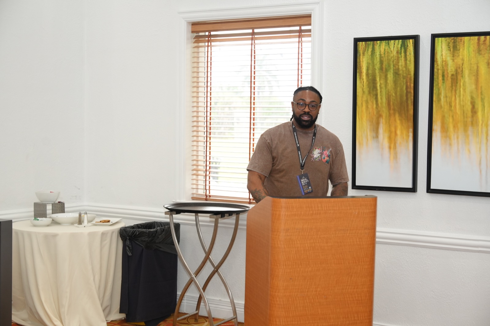 A younger man speaks from the lectern during Gideon’s Band